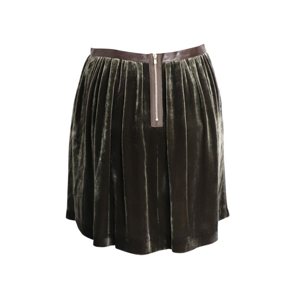 Sandro Paris Velvet Skirt with Bow in Green Viscose - Picture 2 of 5